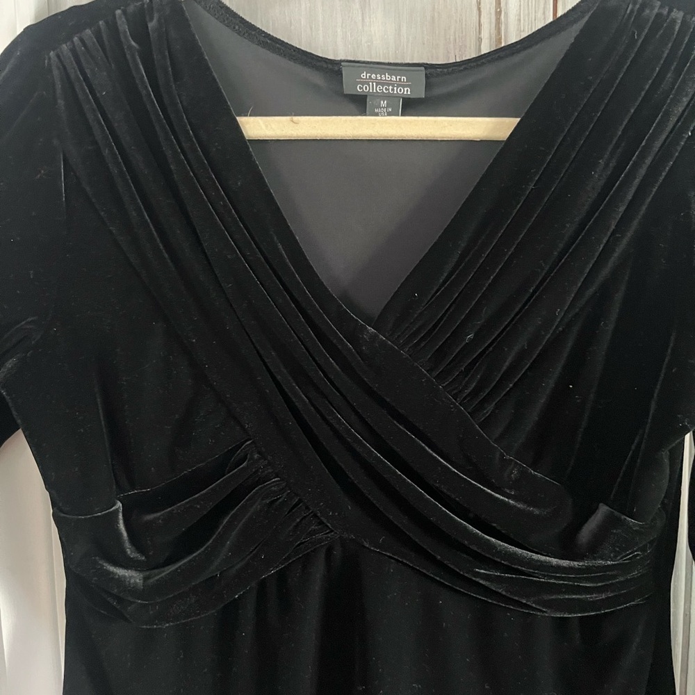 VTG Y2K black Velvet babydoll top 3/4 sleeve | M whimsigoth fairy grunge romance - Picture 4 of 12